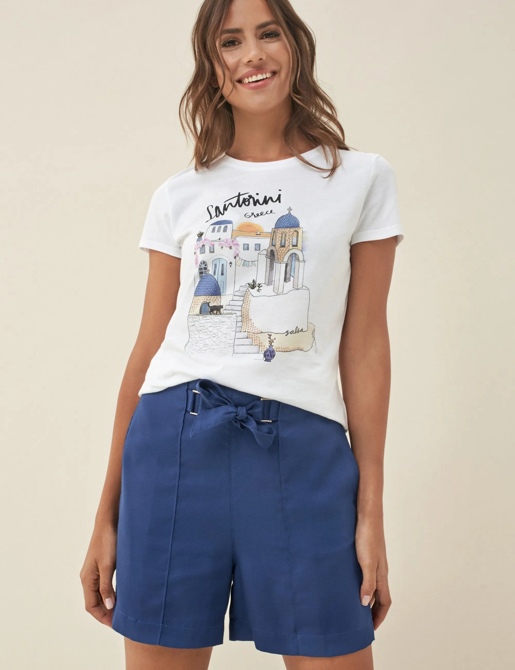 Camiseta Gráfico Santorini - ECRU