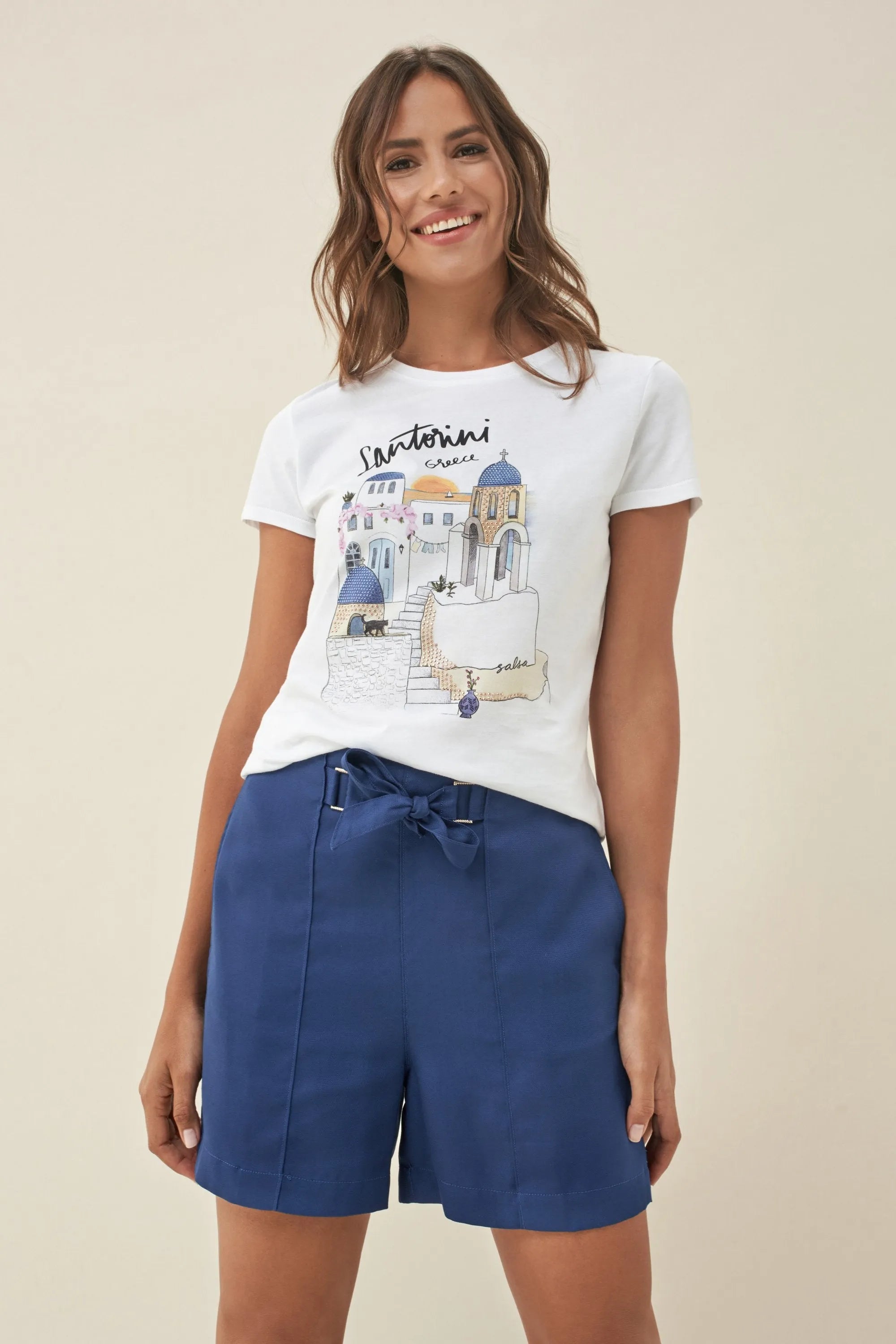 Camiseta Gráfico Santorini - ECRU