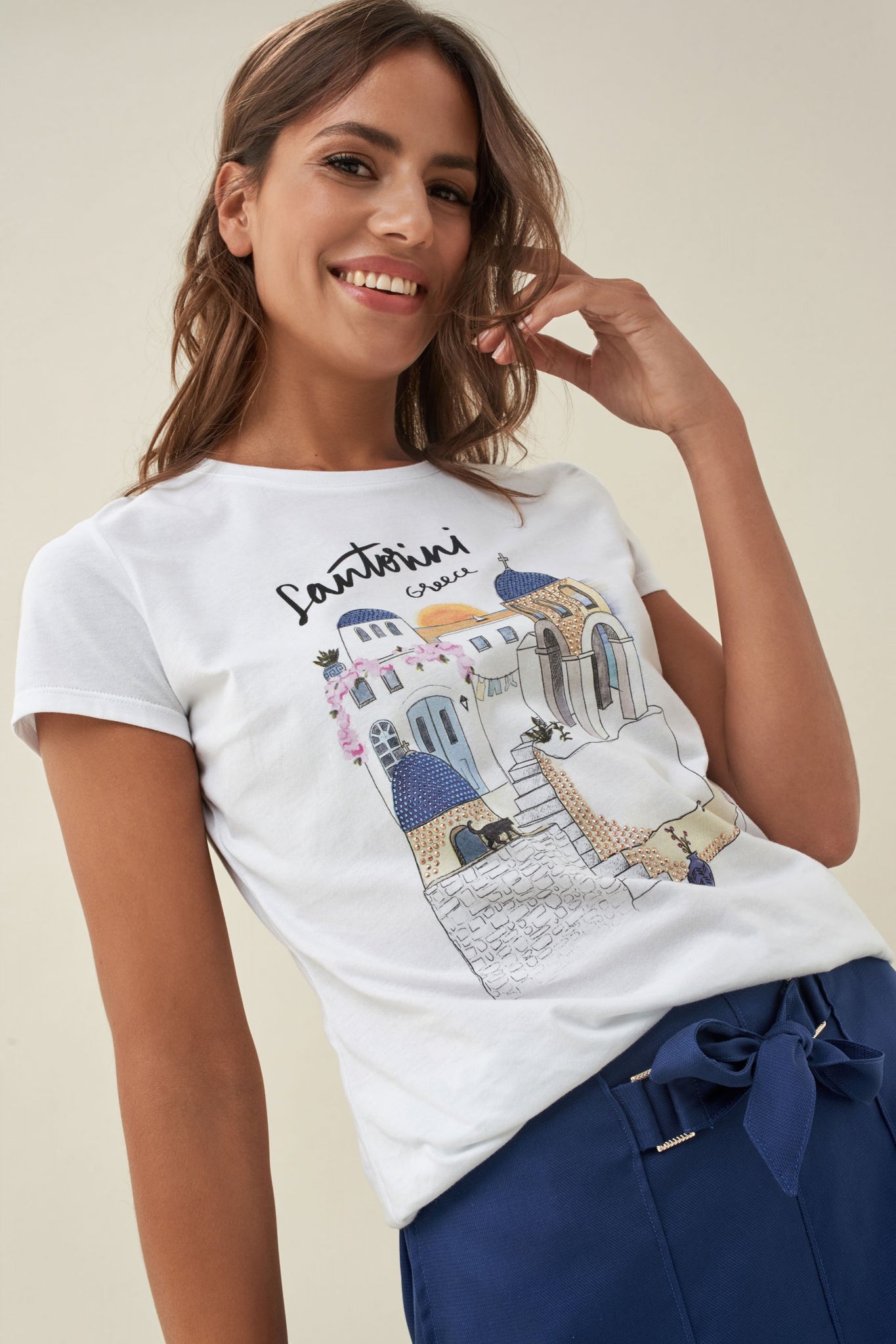 Camiseta Gráfico Santorini - ECRU