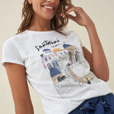 Camiseta Gráfico Santorini - ECRU