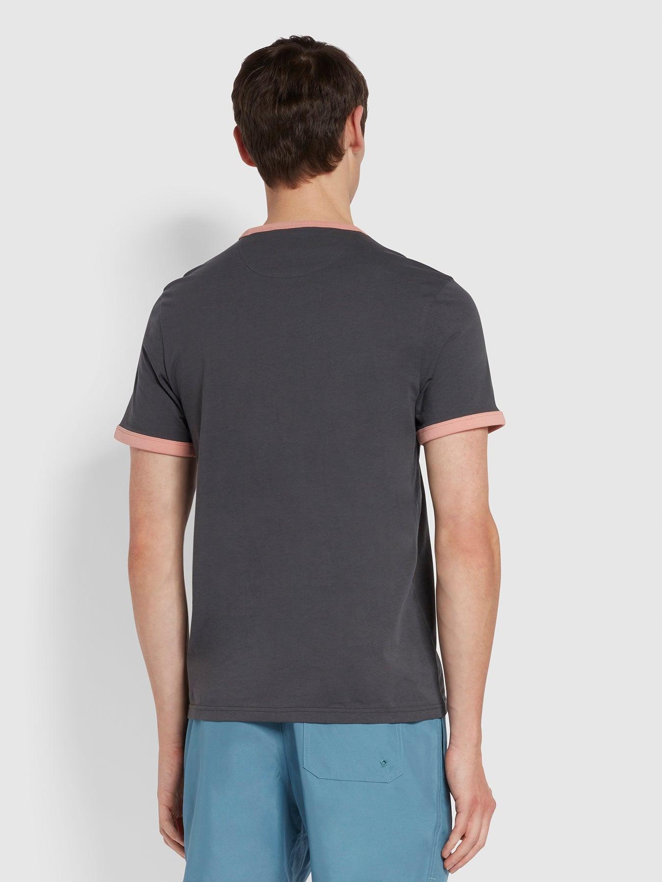 Camiseta Groves de corte ajustado con ribete de algodón orgánico Farah Grey - ECRU