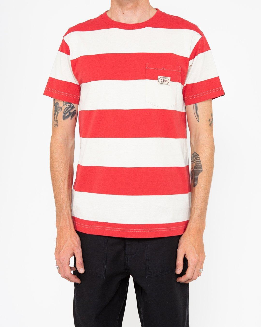 Camiseta Jahral Stripe Rocco Red - ECRU