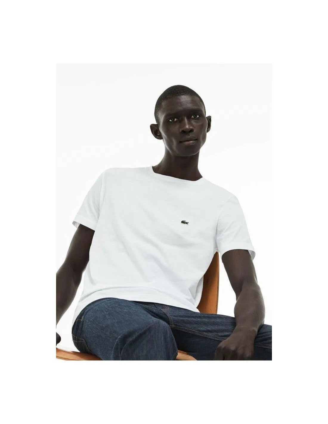 Camiseta Lacoste de Algodón con Cuello Redondo para Hombre - ECRU