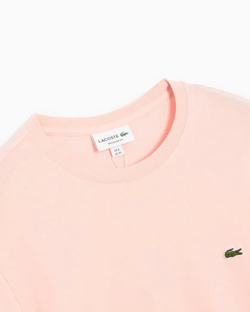 Camiseta Lacoste de algodón con cuello redondo para hombre rosa - ECRU