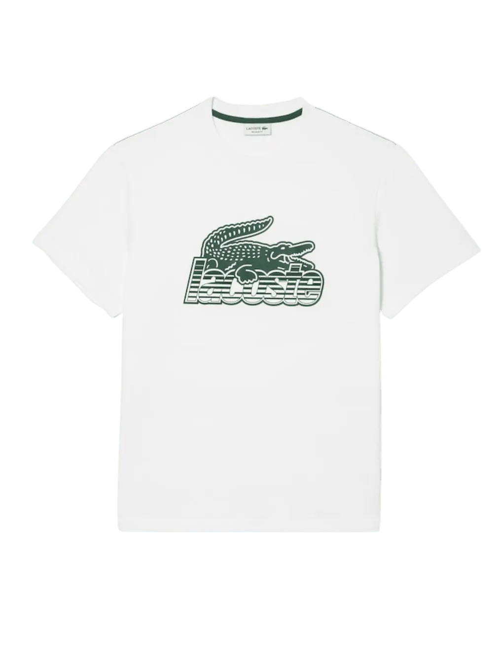 Camiseta Lacoste de hombre en punto de algodón con estampado - ECRU