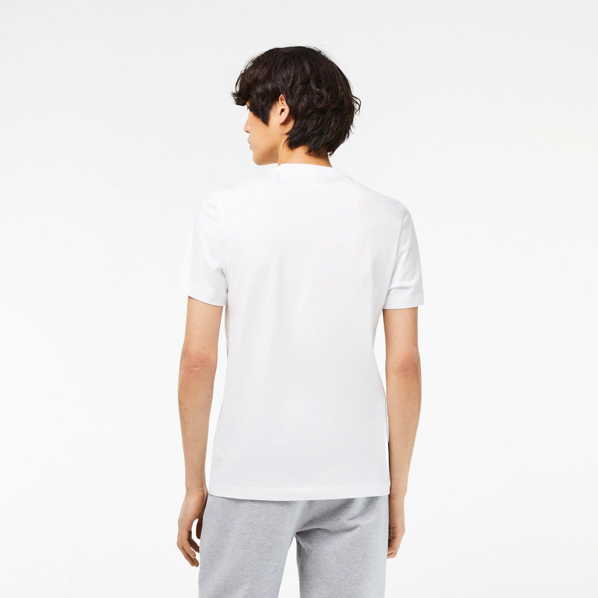 Camiseta Lacoste de hombre en punto de algodón con estampado - ECRU