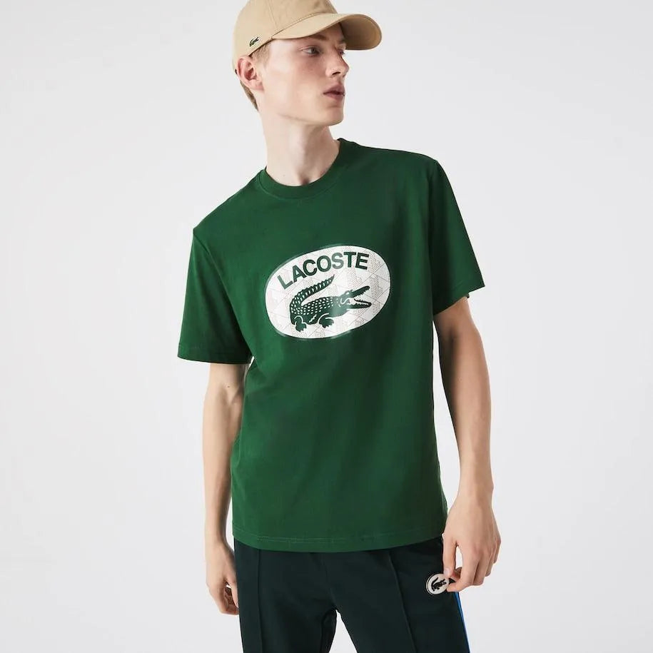 Camiseta Lacoste Regular Fit con Estampado de Monograma - ECRU