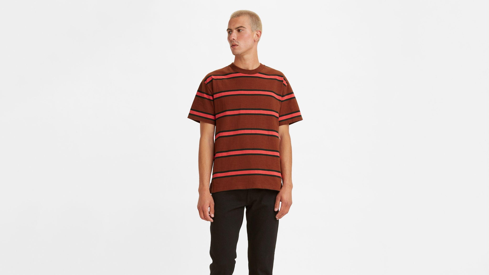 Camiseta Levi's® Made & Crafted® Split Hem Tee Scout Stripe - ECRU