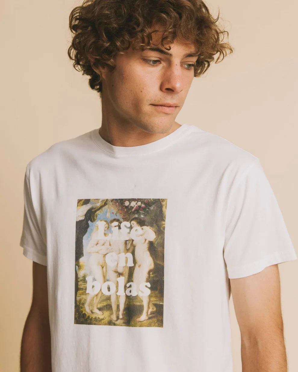 CAMISETA LIFE EN BOLAS - ECRU