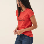 CAMISETA LOGO CON DETALLES PIEDRAS - ECRU