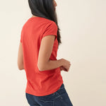 CAMISETA LOGO CON DETALLES PIEDRAS - ECRU