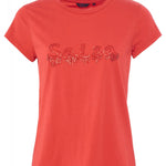 CAMISETA LOGO CON DETALLES PIEDRAS - ECRU