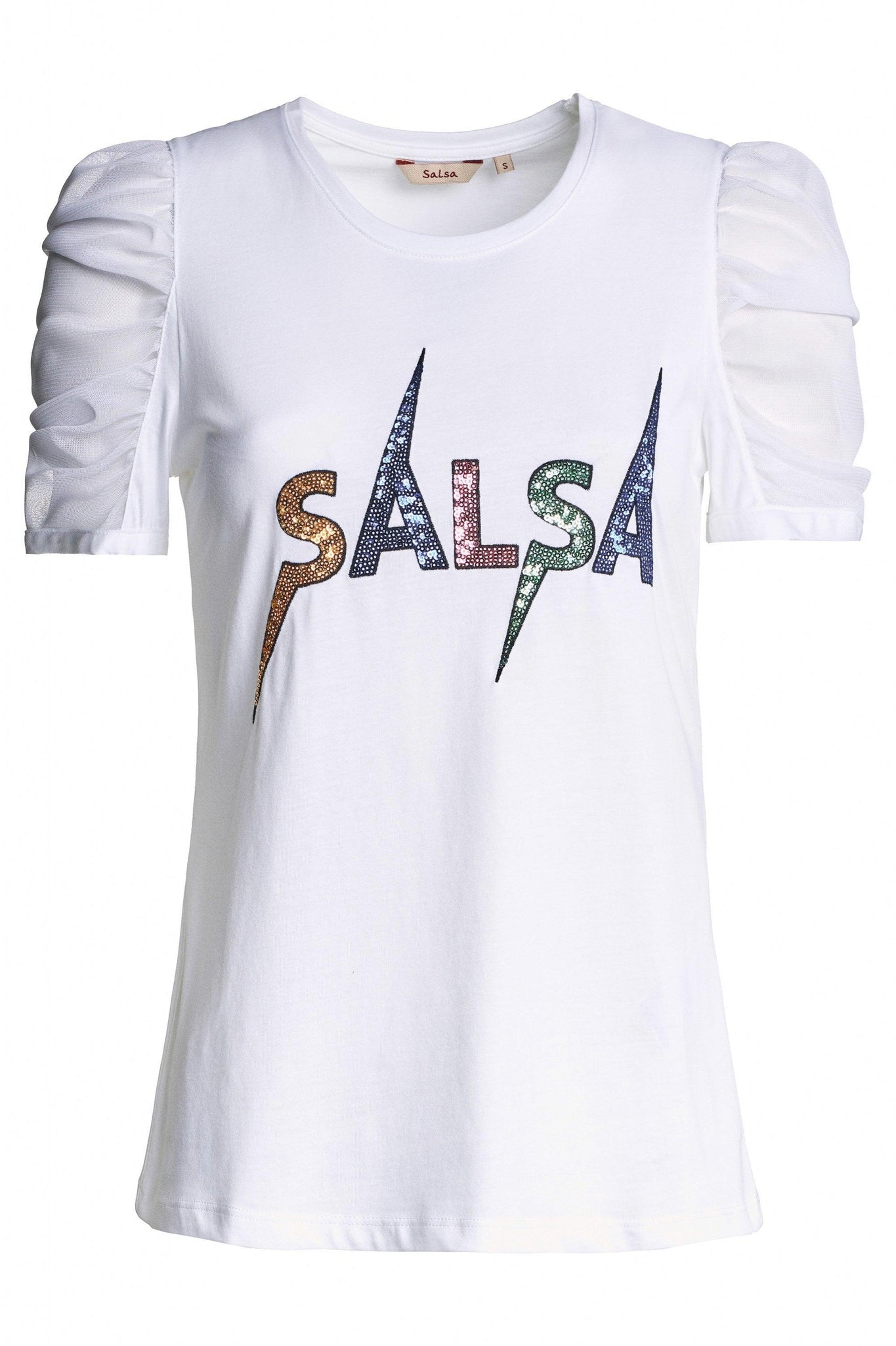 Camiseta Logo Salsa con Brillos - ECRU
