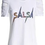 Camiseta Logo Salsa con Brillos - ECRU