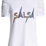 Camiseta Logo Salsa con Brillos - ECRU