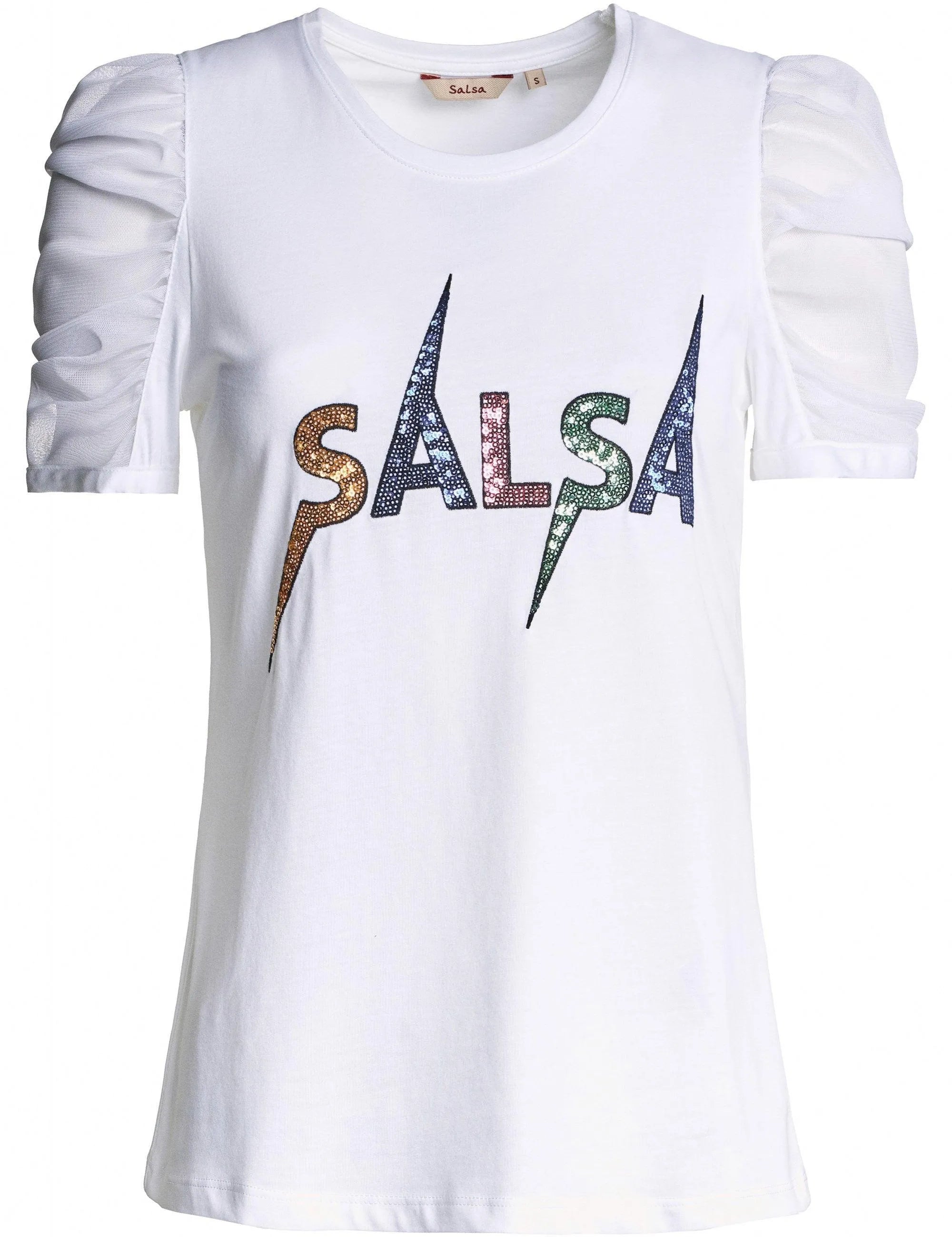 Camiseta Logo Salsa con Brillos - ECRU