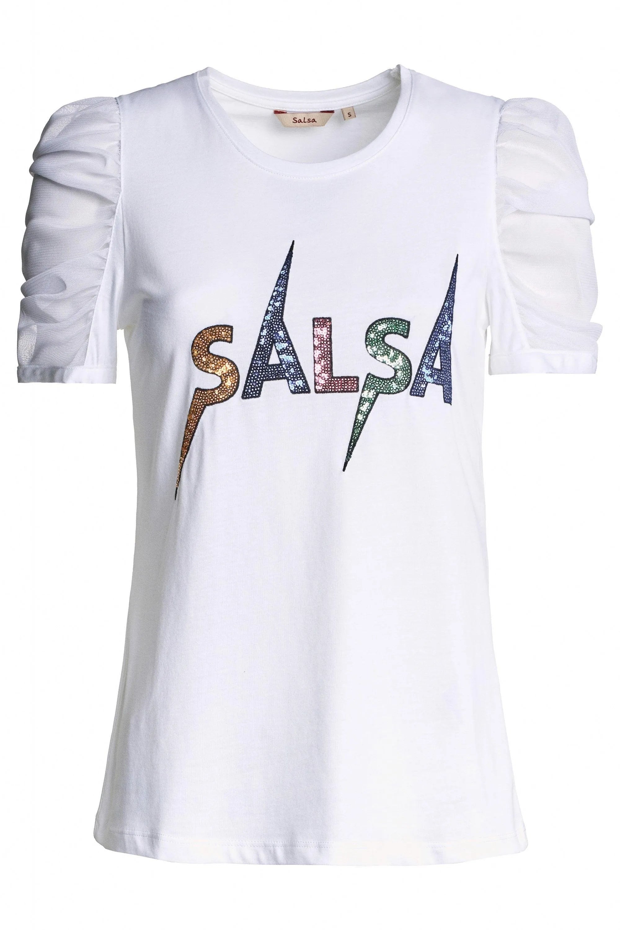 Camiseta Logo Salsa con Brillos - ECRU