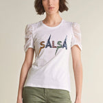 Camiseta Logo Salsa con Brillos - ECRU