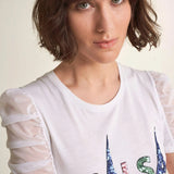 Camiseta Logo Salsa con Brillos - ECRU