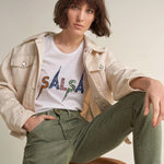 Camiseta Logo Salsa con Brillos - ECRU