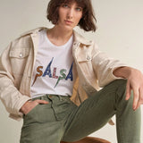 Camiseta Logo Salsa con Brillos - ECRU