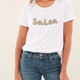 CAMISETA LOGO SALSA DE ALGODÓN CON ABALORIOS - ECRU