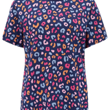 Camiseta Maggie Bright Navy Summer Leopard Print - ECRU