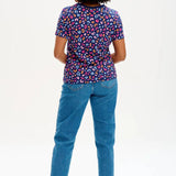 Camiseta Maggie Bright Navy Summer Leopard Print - ECRU
