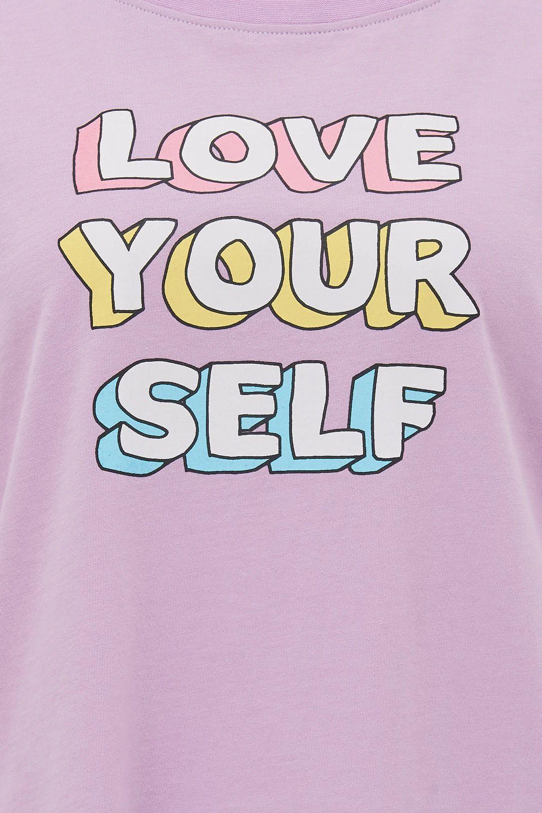 Camiseta Maggie Lilac Love Your Self - ECRU