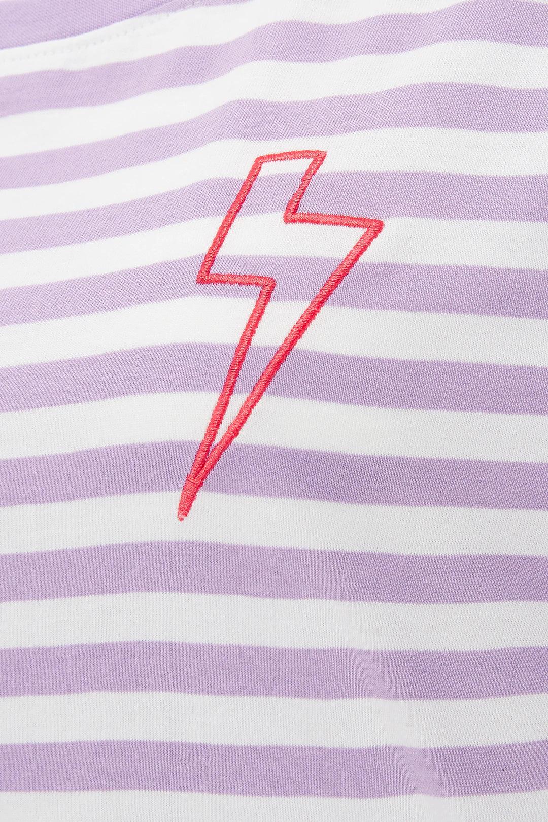 Camiseta Maggie Lilac off-white Stripe Lightning - ECRU
