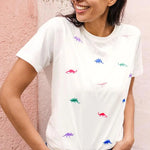 Camiseta Maggie Off-white Dinosaur Embroidery - ECRU