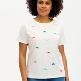 Camiseta Maggie Off-white Dinosaur Embroidery - ECRU