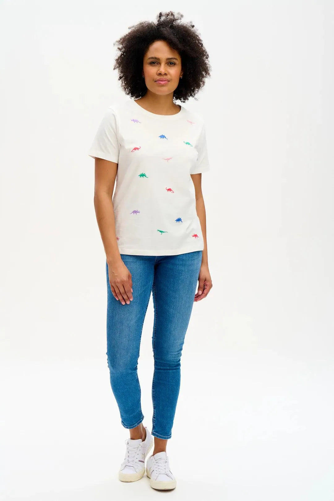 Camiseta Maggie Off-white Dinosaur Embroidery - ECRU