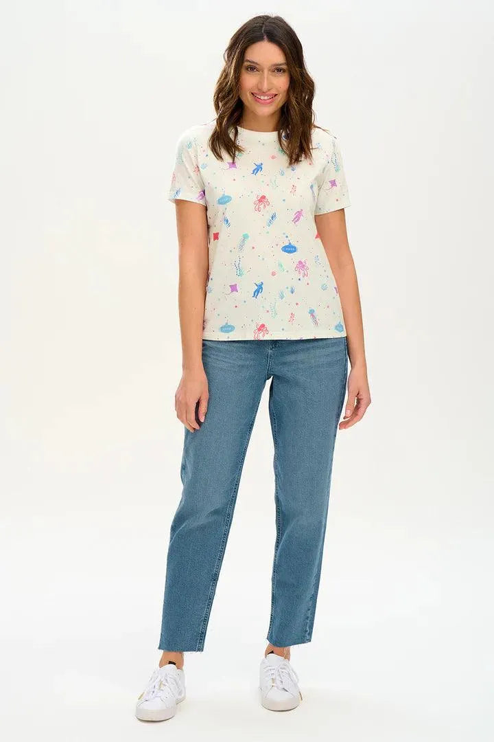 Camiseta Maggie Off-White/Multi Deep Sea - ECRU