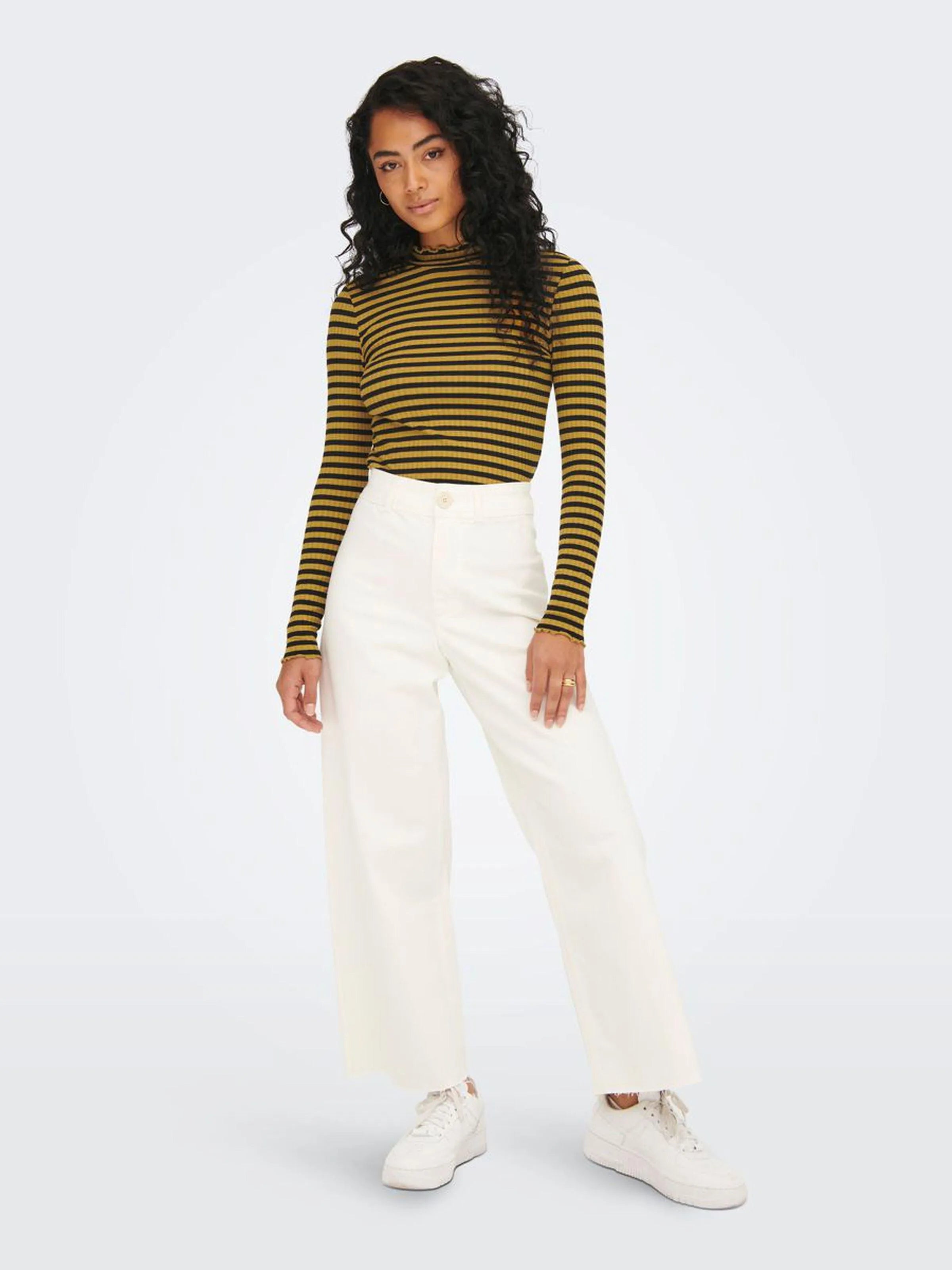 Camiseta Manga Larga Fransiska Dried Tobacco - ECRU