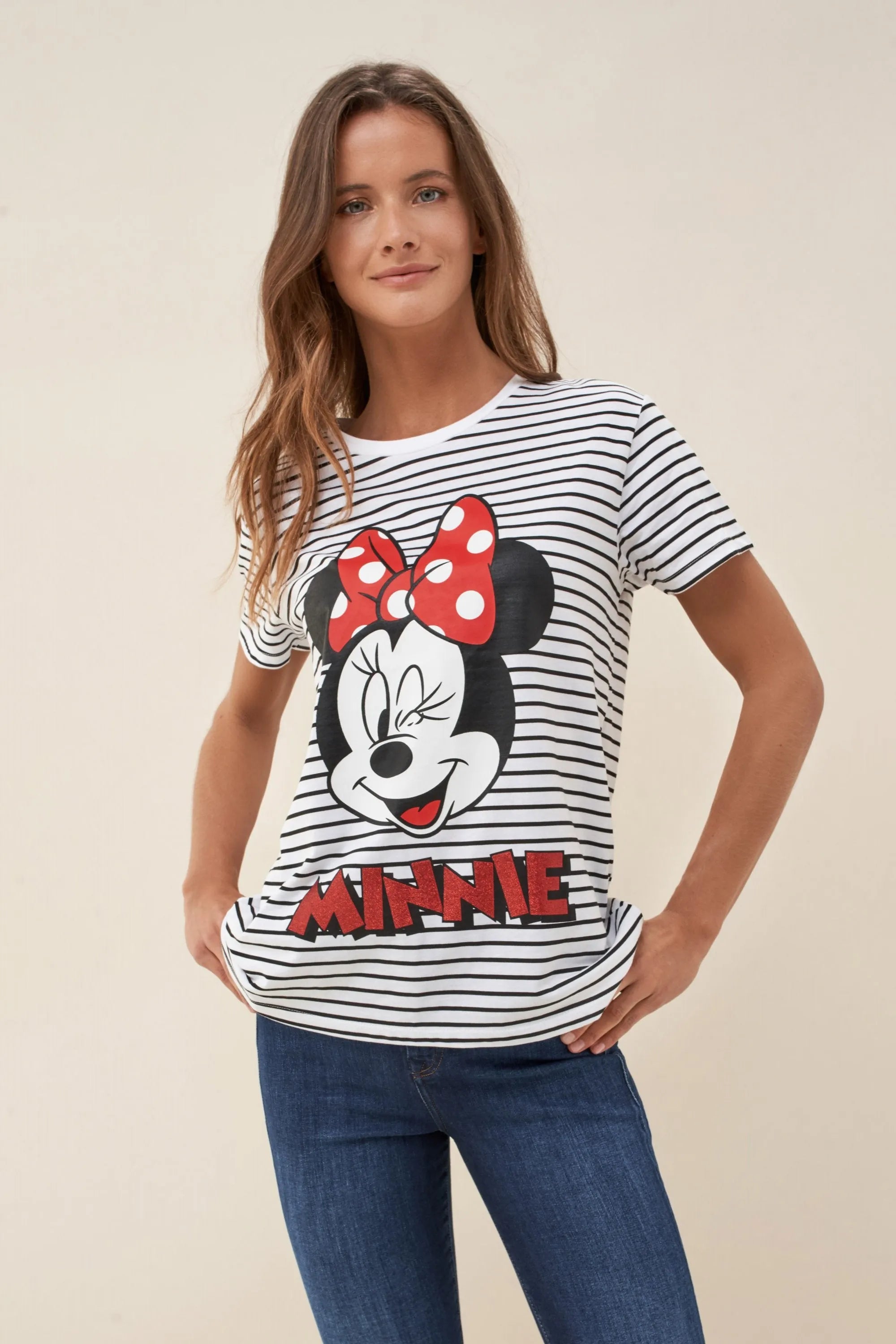 CAMISETA MINIE RAYAS - ECRU