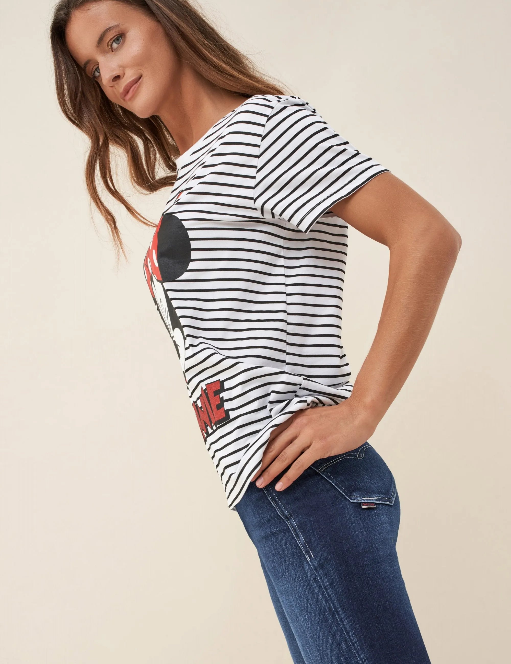 CAMISETA MINIE RAYAS - ECRU