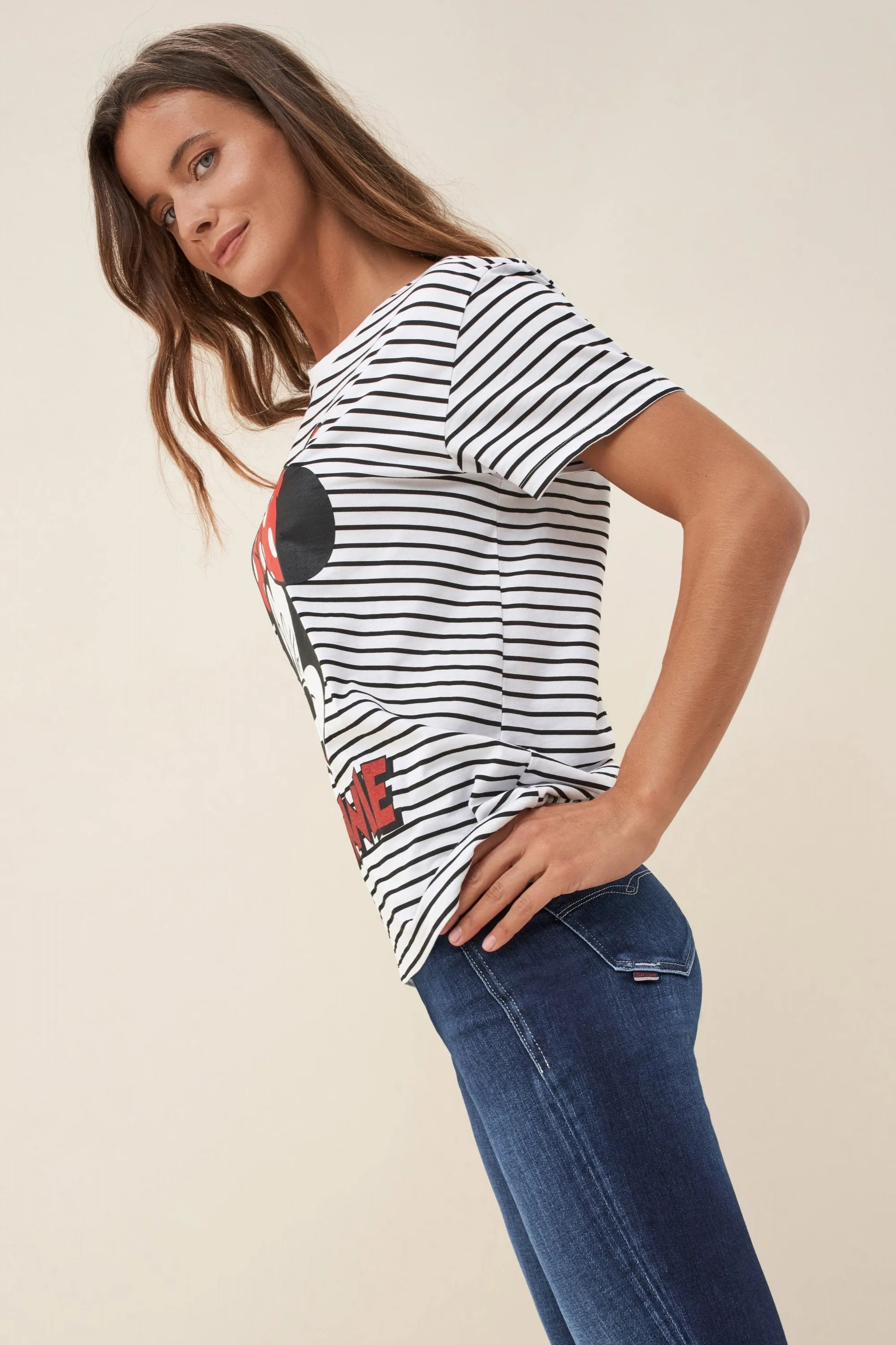 CAMISETA MINIE RAYAS - ECRU