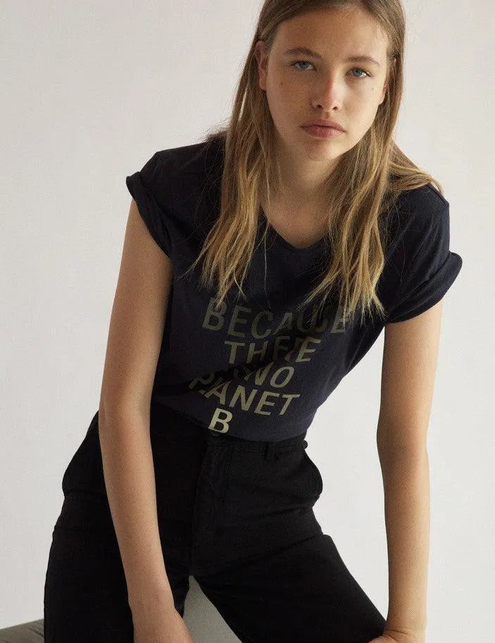 Camiseta Mujer Because Midnightnavy - ECRU