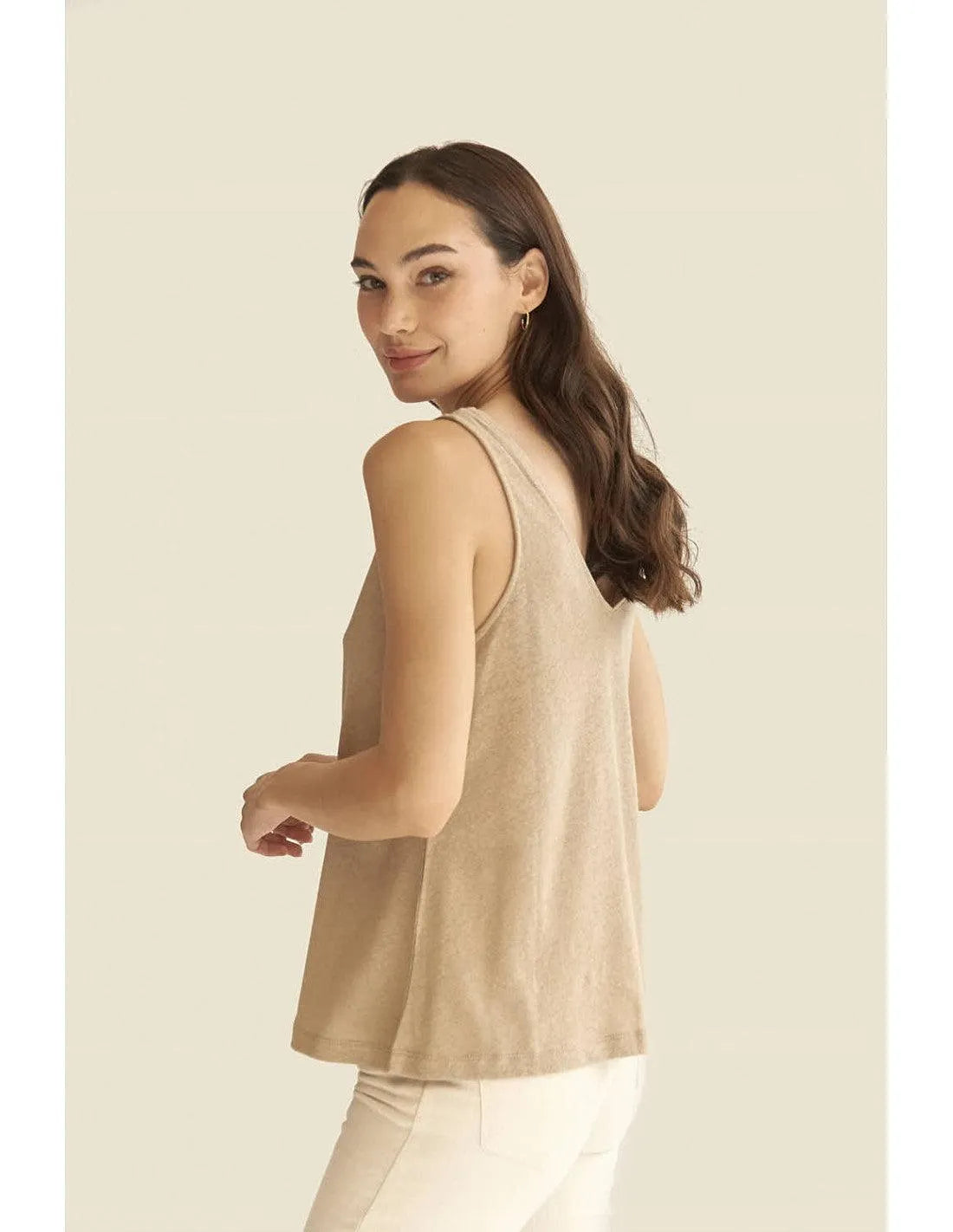 Camiseta Mus&Bombon Basieco Pico Tirantes Beige - ECRU