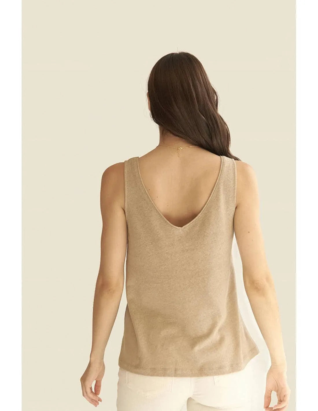 Camiseta Mus&Bombon Basieco Pico Tirantes Beige - ECRU
