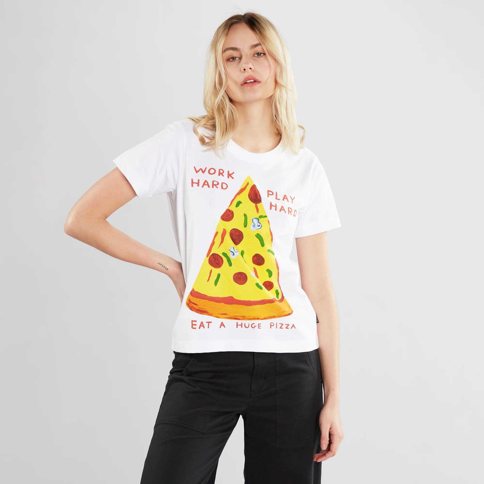 Camiseta Mysen Work Hard Pizza White - ECRU