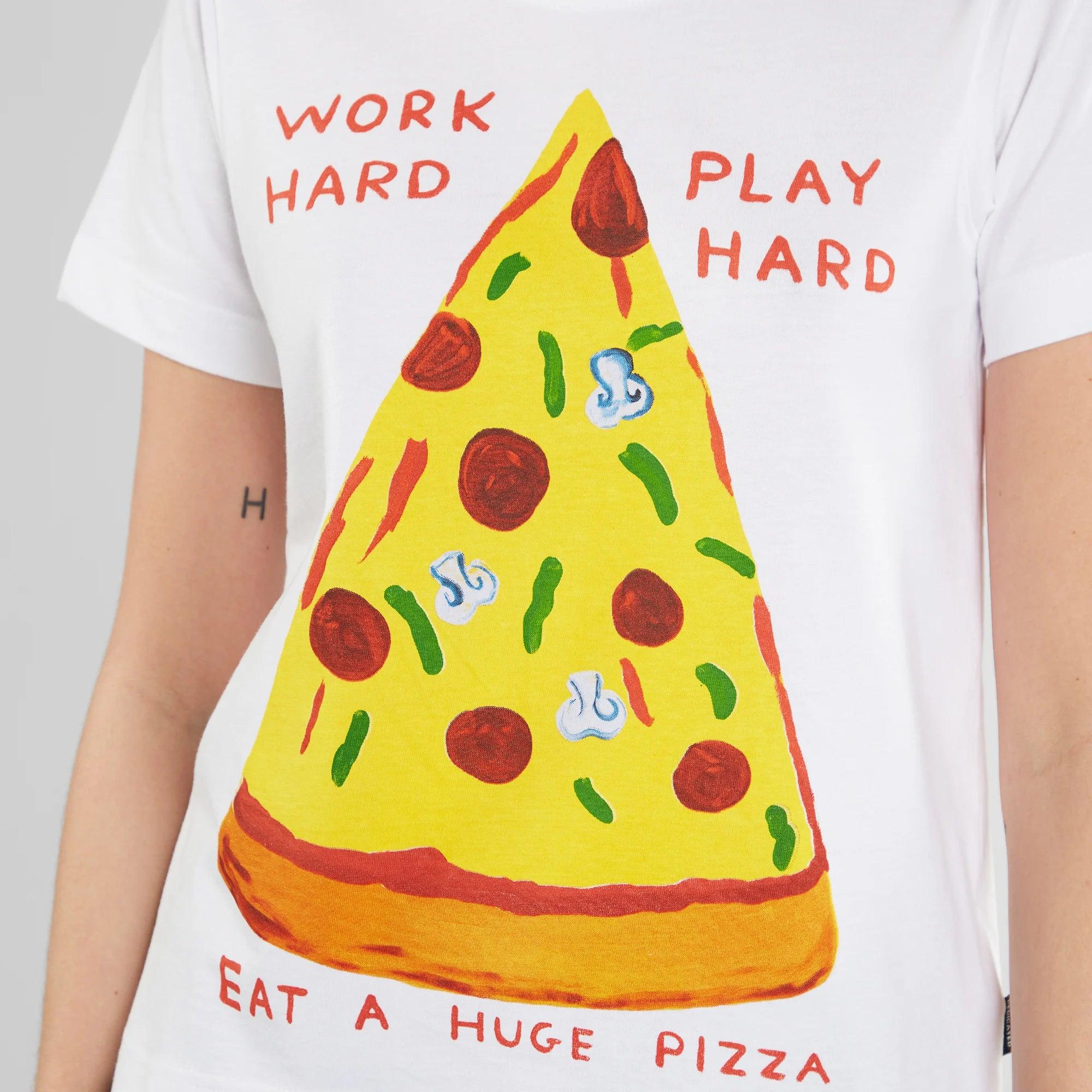 Camiseta Mysen Work Hard Pizza White - ECRU
