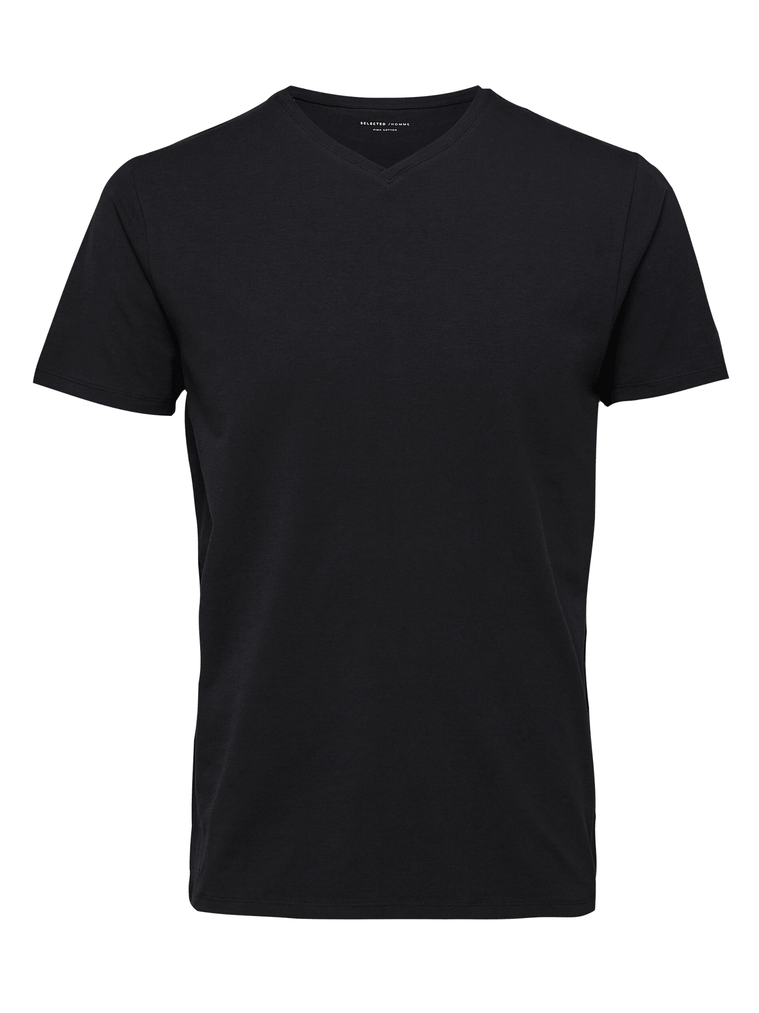 Camiseta New Pima Cuello Pico Black - ECRU