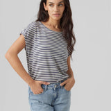 Camiseta Rayas Aware China Blue Pristine - ECRU