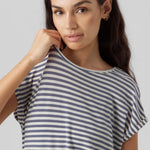 Camiseta Rayas Aware China Blue Pristine - ECRU