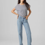 Camiseta Rayas Aware China Blue Pristine - ECRU