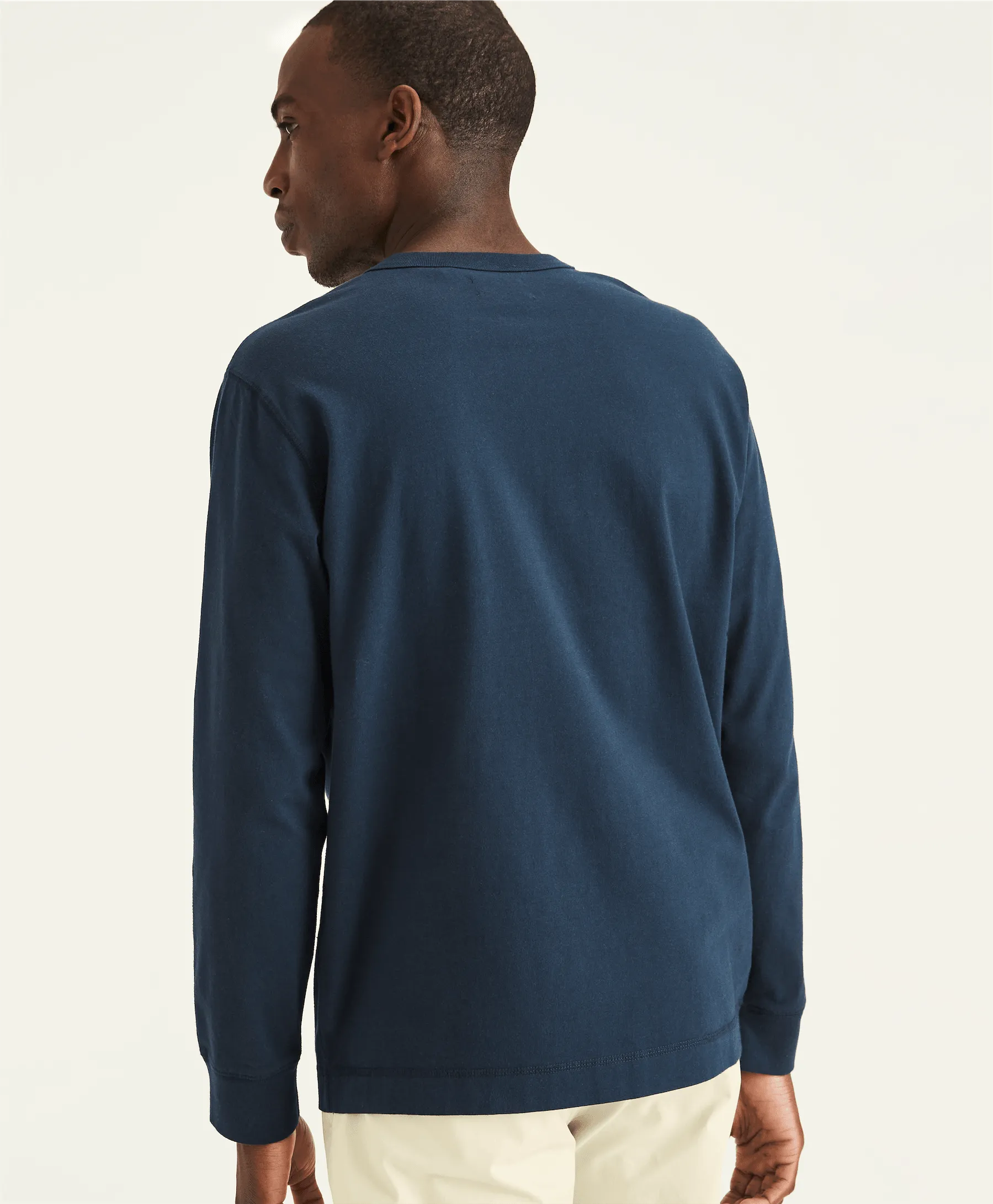 Camiseta Regular Fit Manga Larga Henley - ECRU