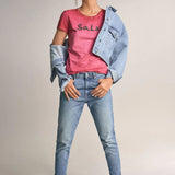 Camiseta Salsa Branding con Cuentas - ECRU