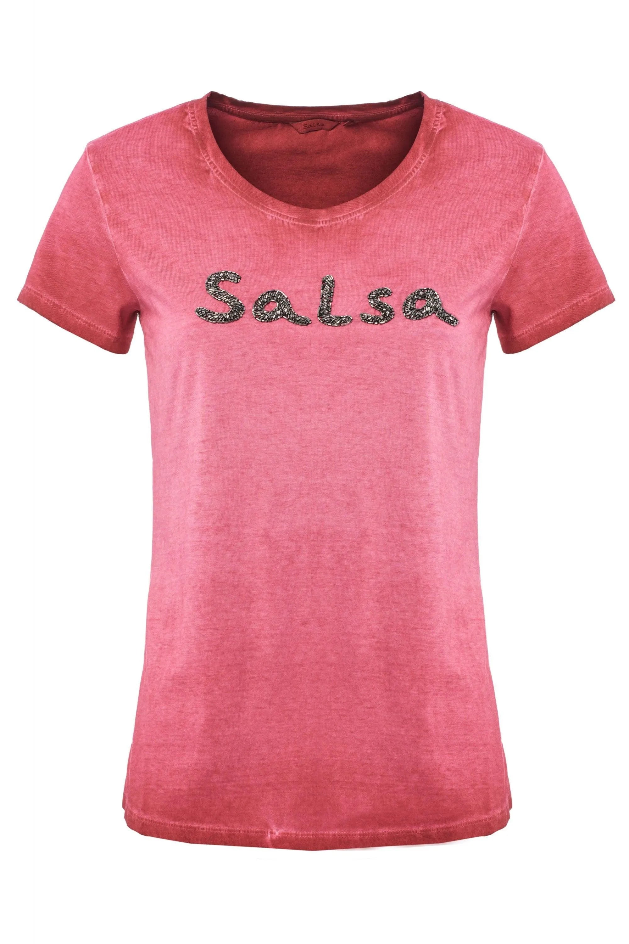 Camiseta Salsa Branding con Cuentas - ECRU